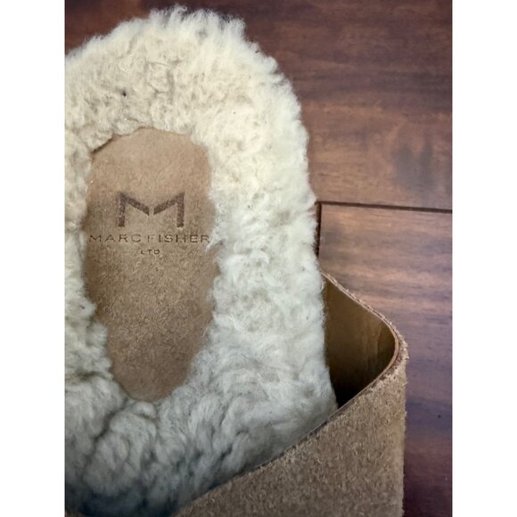 Marc Fisher LTD Women's Canna Shearling Slide‎ Sandals Size 7 Suede Leather Chia - Picture 9 of 11